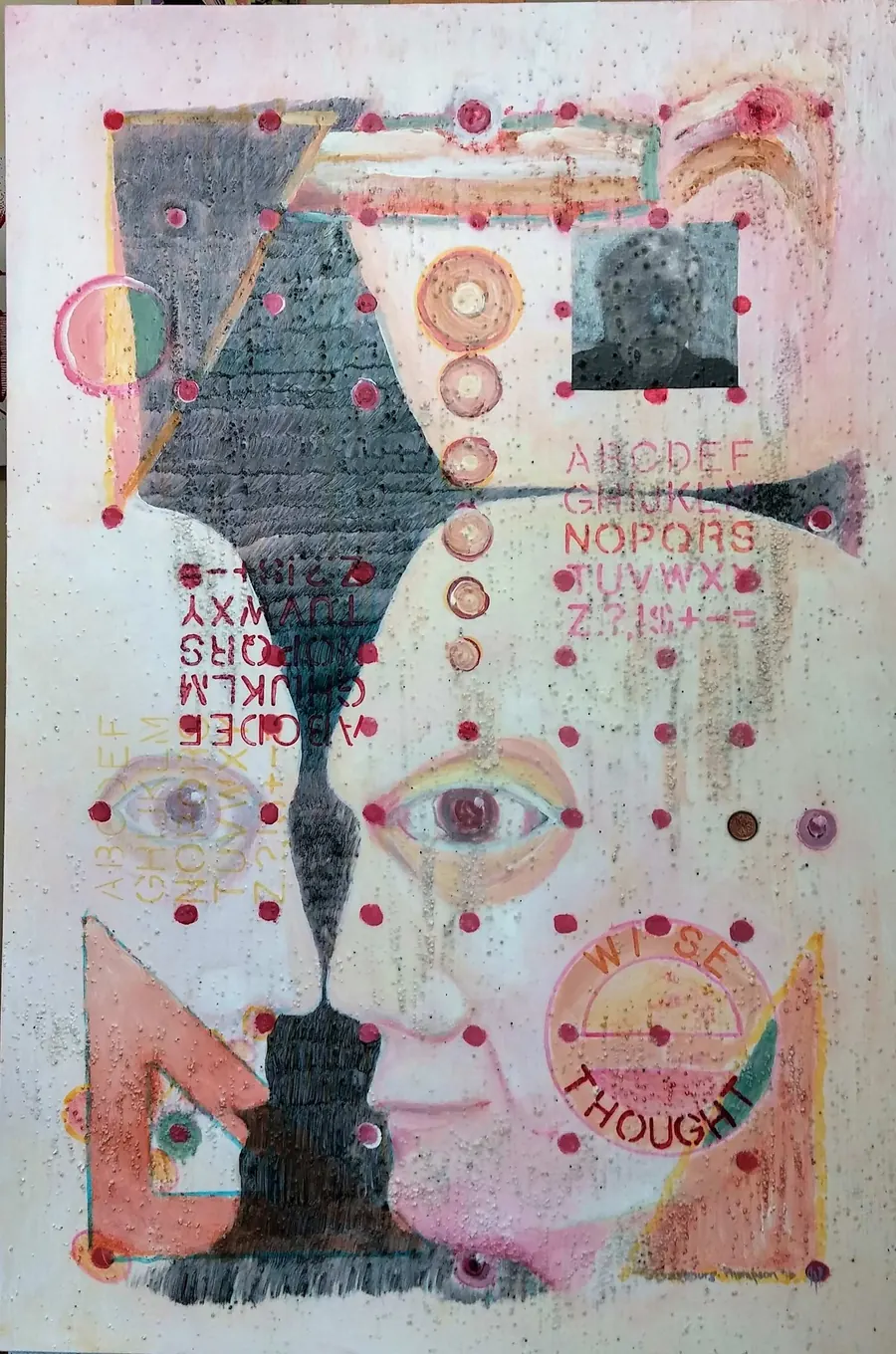Transformation Towards a Higher Self H.23.09.2016 (2016) by HB Barry Strasbourg-Thompson. Acrylic , laser copy, penny On Canvas.