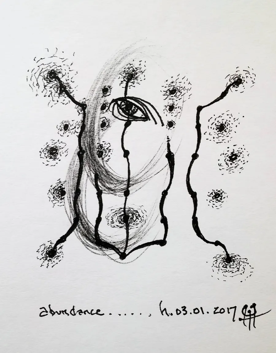 Abundance (2017) by HB Barry Strasbourg-Thompson. Pigma Ink & Archival pigment pen on H/J A/F paper.
