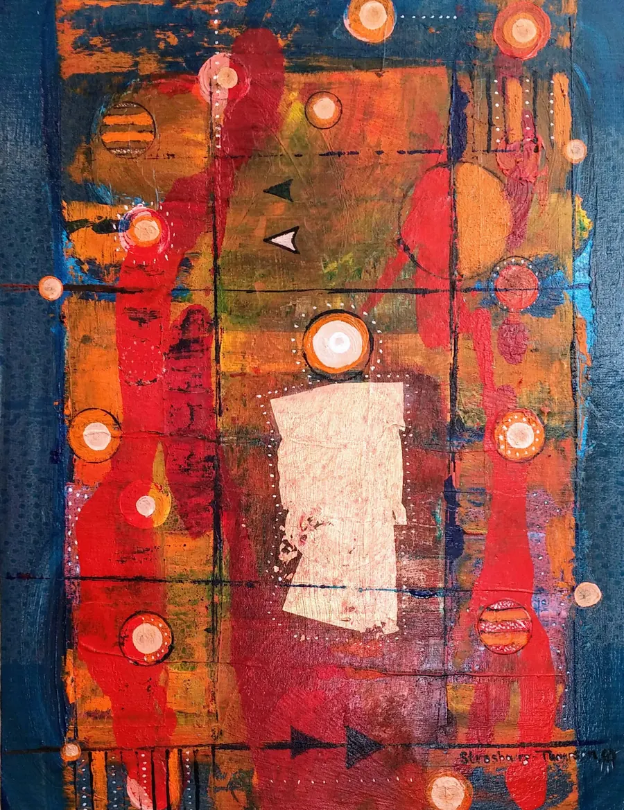 Tender (2017) by HB Barry Strasbourg-Thompson. Acrylic & 22K gold leaf & imitation gold leaf on canvas.