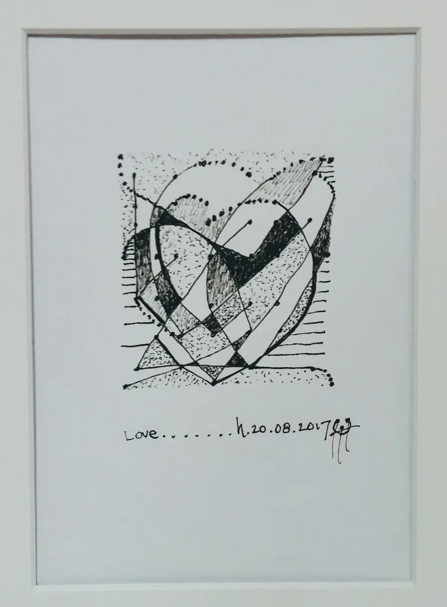 Love (2017) by HB Barry Strasbourg-Thompson. Pigma Ink & Archival Acrylic pen on H/J A/F paper.