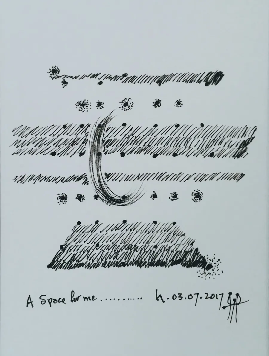 A Space For Me (2017) by HB Barry Strasbourg-Thompson. Pigma archival ink on h/j a/f paper.