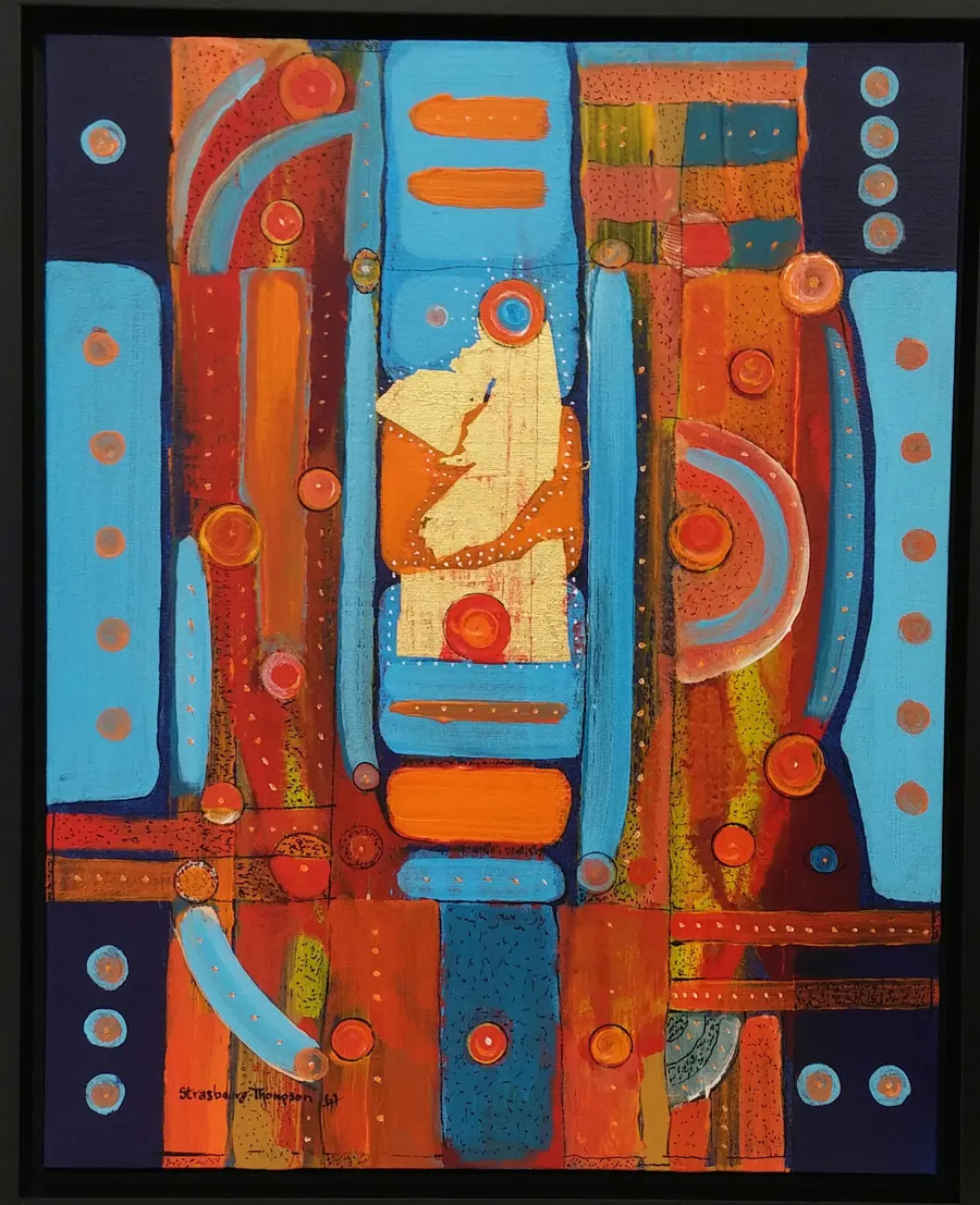 Namaste h171203 (2017) by HB Barry Strasbourg-Thompson. 22k gold leaf & acrylic medium & acrylic on canvas.