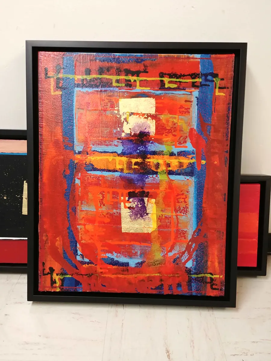 Namaste H7209122018 (c. 2019) by HB Barry Strasbourg-Thompson. 22k gold leaf & acrylic medium & acrylic on canvas.