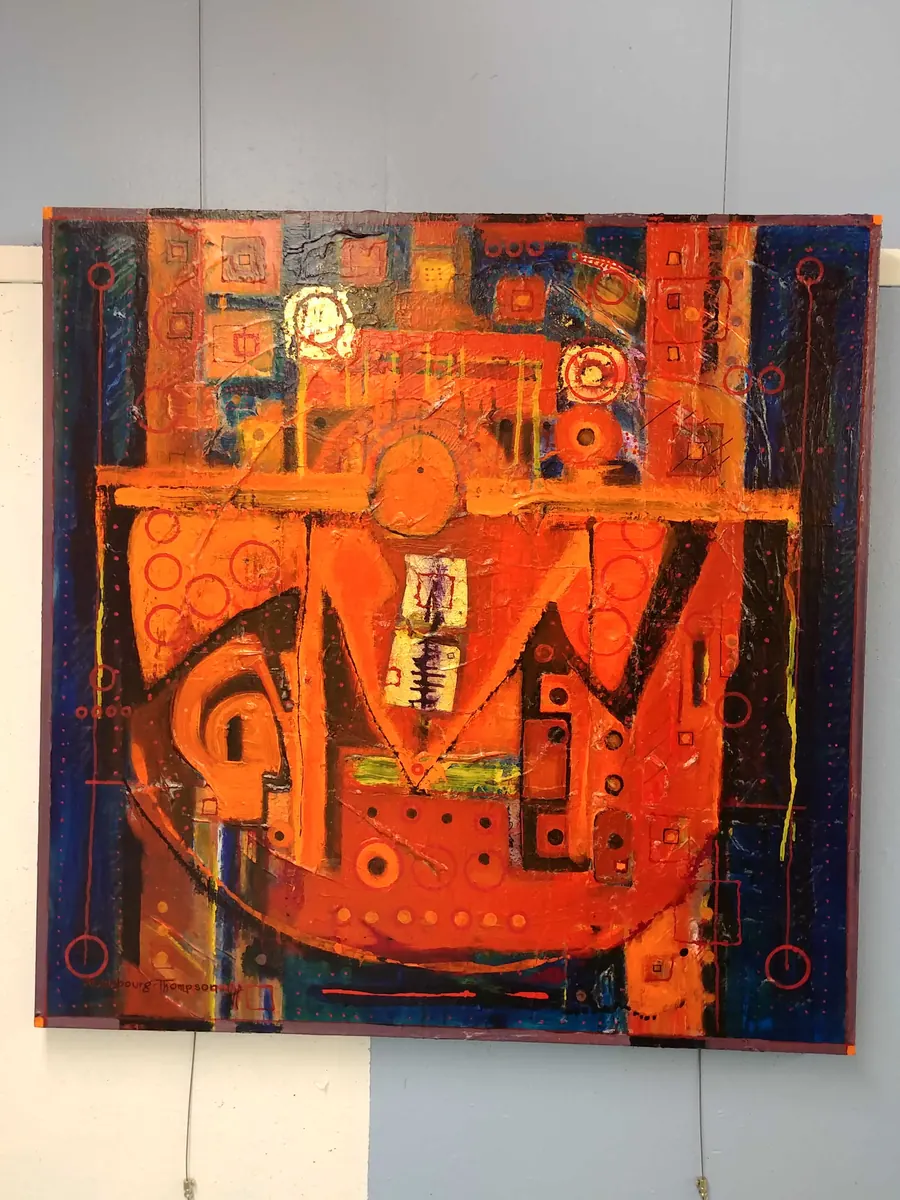 Seeker...Namaste H.7211122018 (2018) by HB Barry Strasbourg-Thompson. 22k gold leaf & acrylic medium & acrylic on canvas.