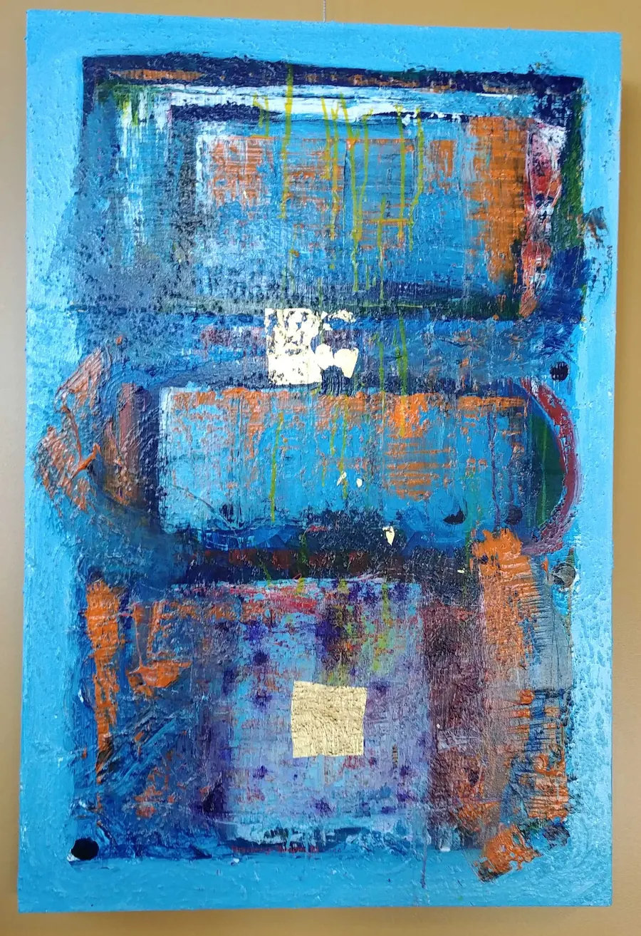 Adam & Eve (2019) by HB Barry Strasbourg-Thompson. 22k gold leaf & acrylic medium & acrylic on canvas.