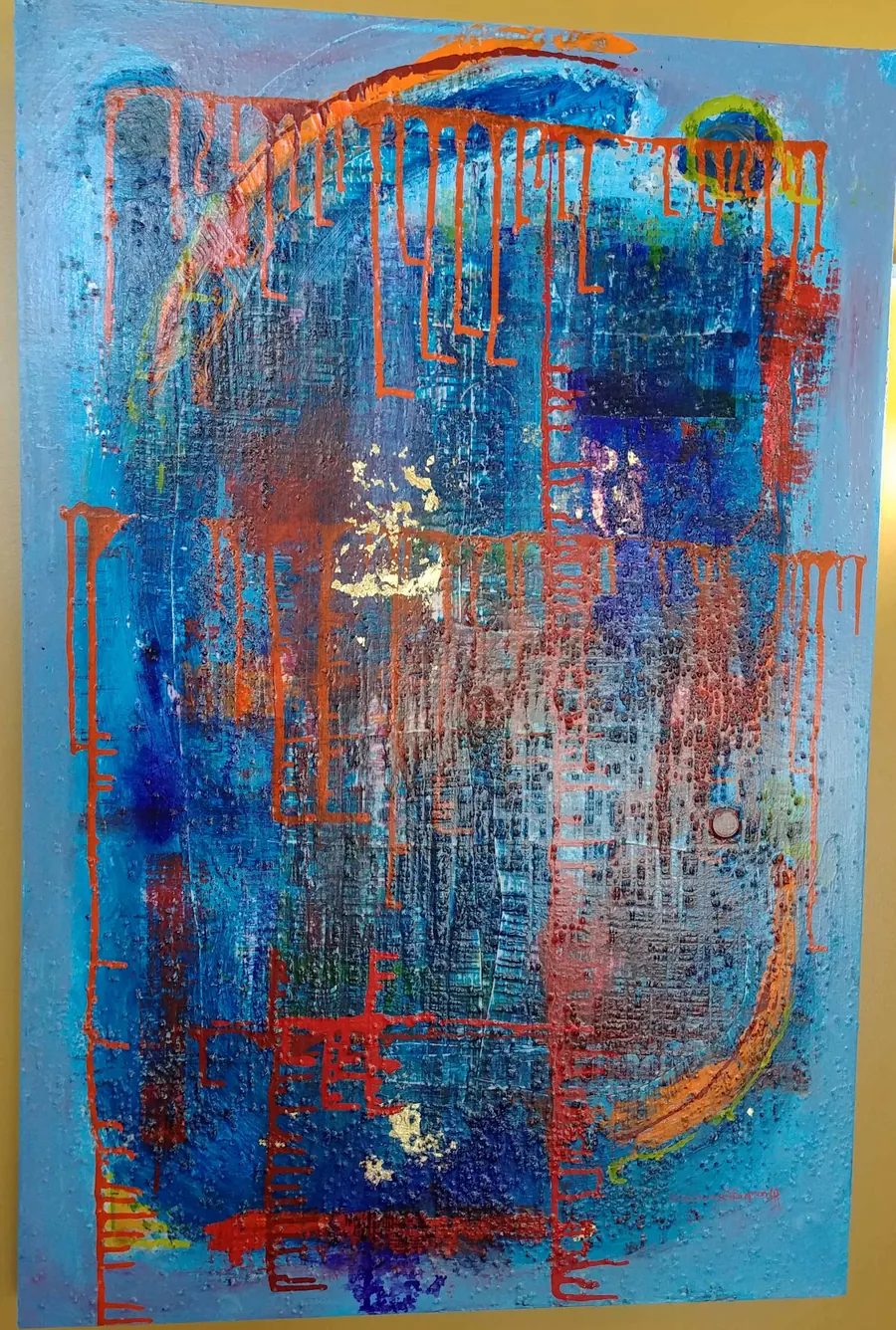 Adam and Eve 2 (2019) by HB Barry Strasbourg-Thompson. 22k gold leaf & acrylic medium & acrylic on canvas.