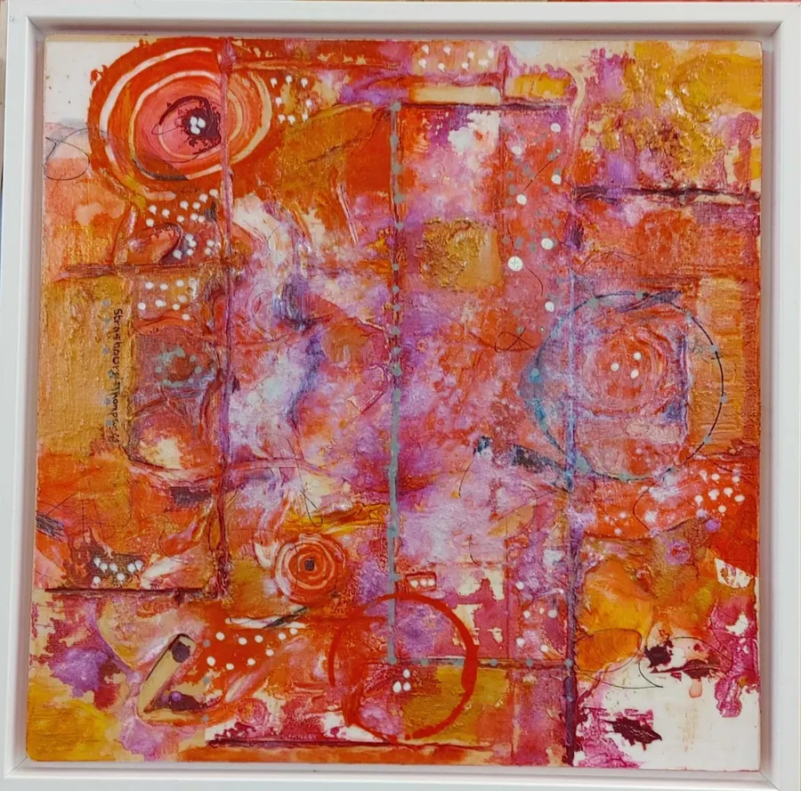 ArtPromotesWellness .... New Day- Begin Again H740200821 (c. 2021) by HB Barry Strasbourg-Thompson. Acrylic, canson w/c paper, powdered interference pigment on wood panel.