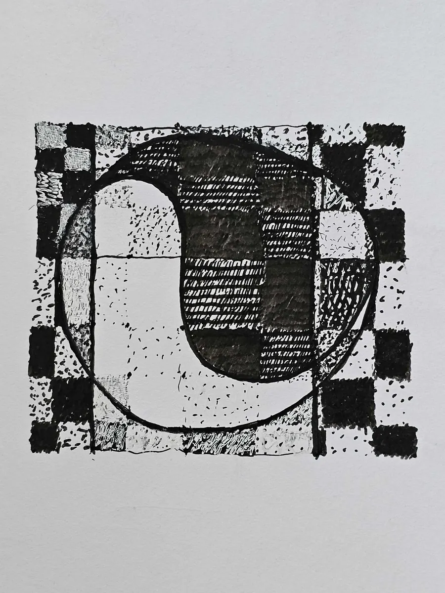 Time - Waiting For Fish To Bite, Waiting For Sun To Rise. H7724082023 (c. 2023) by HB Barry Strasbourg-Thompson. W/N Fineliner black artist pigment pens on 75 lb a/f paper.
