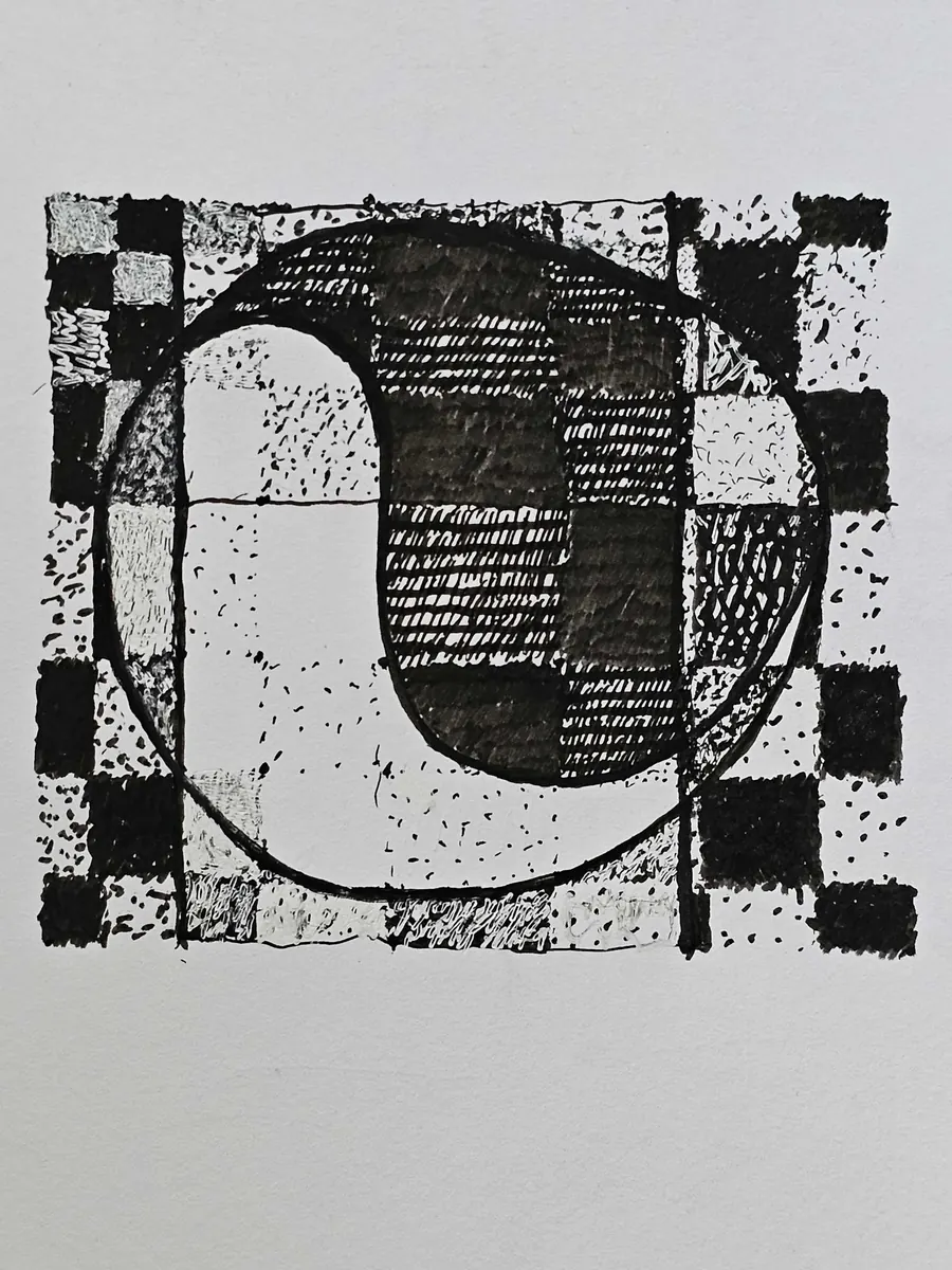 Time by HB Barry Strasbourg-Thompson. W/N Fineliner, charcoal, conte, colored charcoal on photocopy 11 x 8.5".