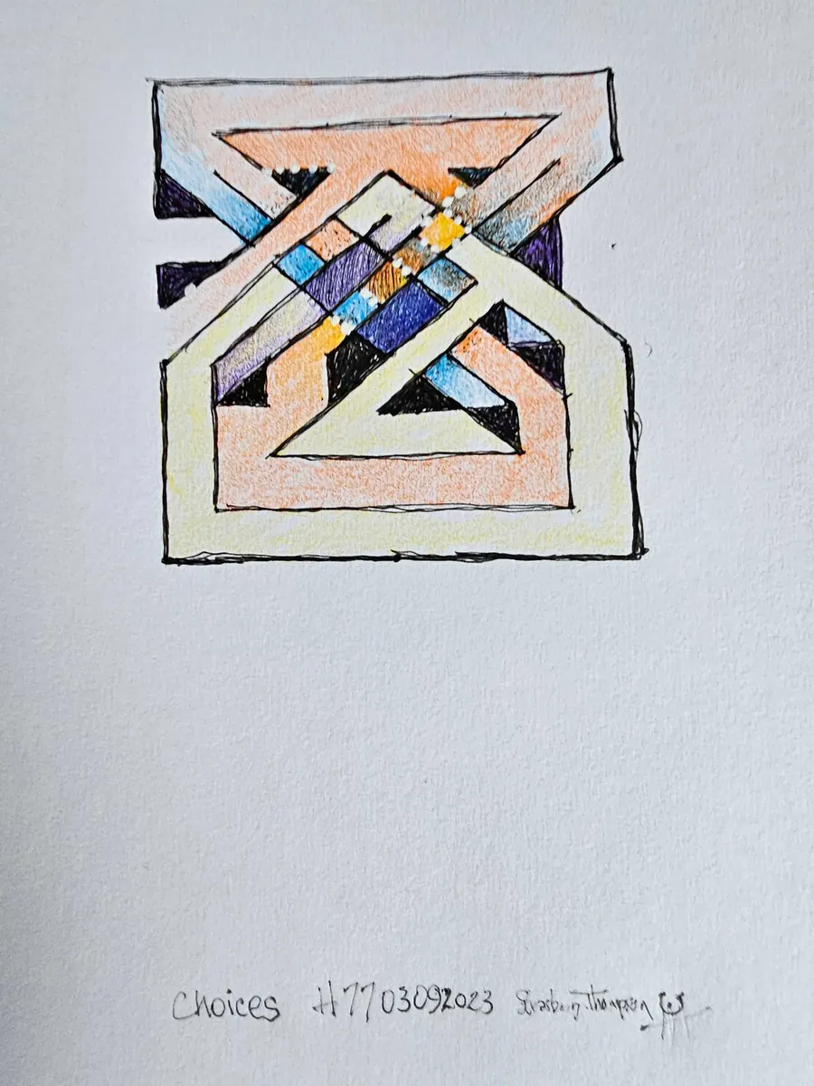 Higher Consciousness "Choices" sketch for painting H7703092023 (2023) by HB Barry Strasbourg-Thompson. View 2.