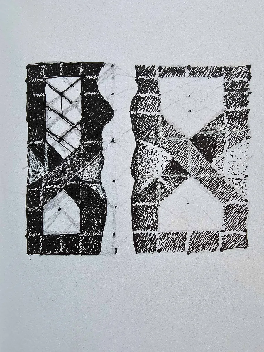 Embrasser Moi H7728082023 (2023) by HB Barry Strasbourg-Thompson. W/N Fineliner black artist pigment pens, Prismacolor Premium Artist Grade colored pencils, White acrylic on 75lb. A/F paper.