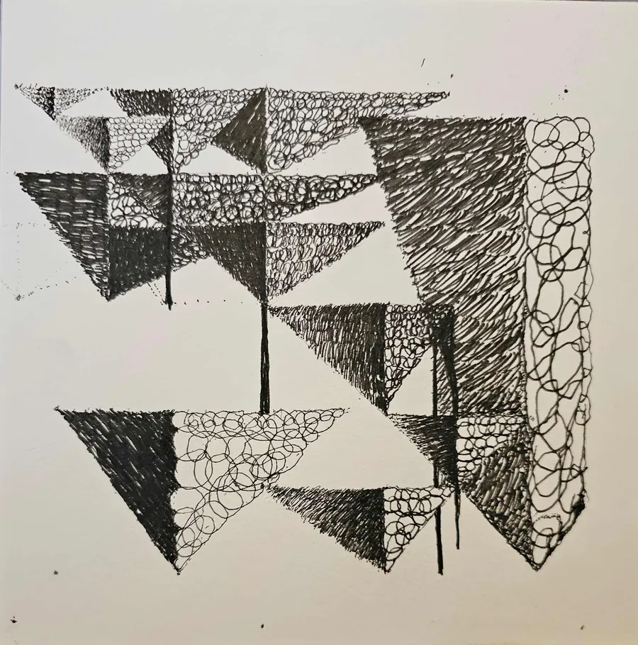 Spiritual Revolution 11 Steps H7822122024 (c. 2024) by HB Barry Strasbourg-Thompson. Acrylic & W/N Fineliner Black pens on 8" x8" 4 ply 300lb Archival Artboard.