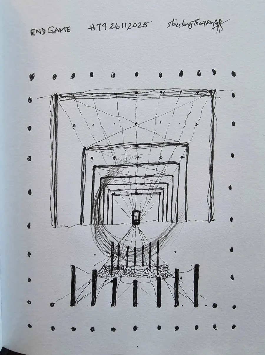 sketch for END GAME H7926112025 (c. 2025) by HB Barry Strasbourg-Thompson. View 3.