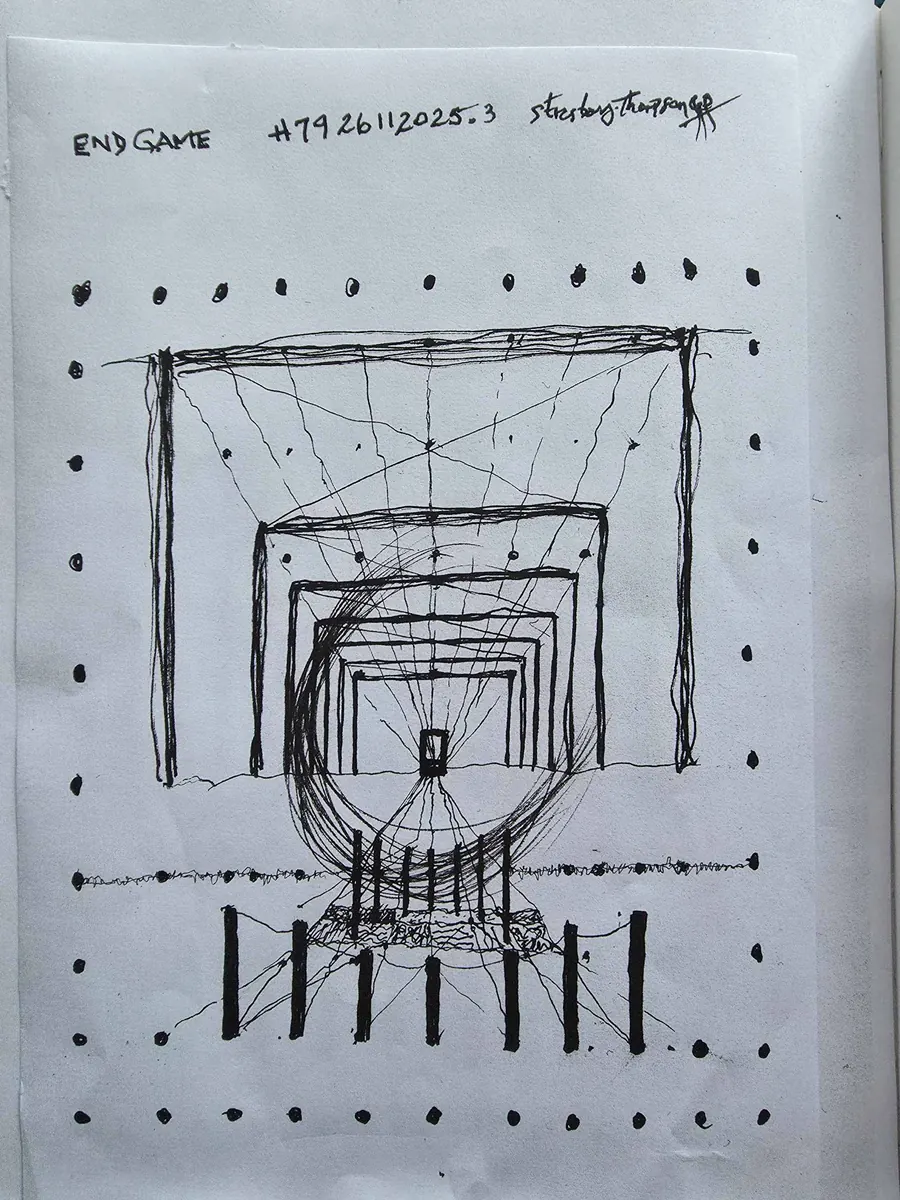 sketch for END GAME H7926112025 (c. 2025) by HB Barry Strasbourg-Thompson. View 7.
