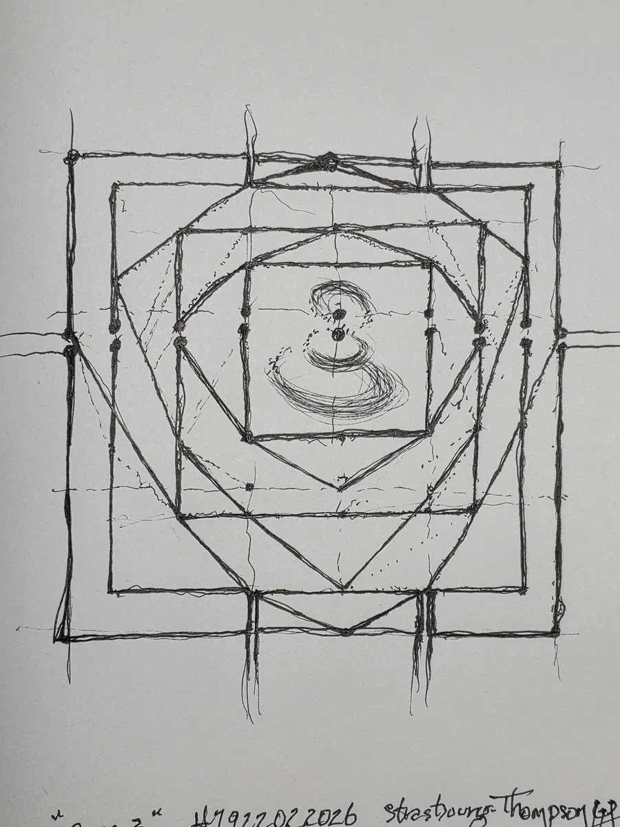 Life is very, very complex (2 × 3) H7922022026 (2026) by HB Barry Strasbourg-Thompson. W/N Fineliner black on 75 ib. a/ f sketchpsper 11" x 8.5".