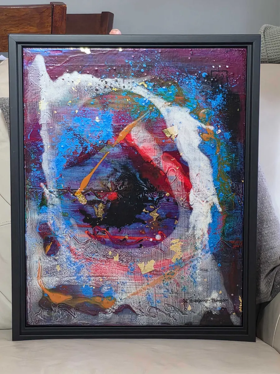 Springtime, Playtime, Love... H7920052025 (c. 2025) by HB Barry Strasbourg-Thompson. 22k gold leaf, German gold leaf, acrylic medium, powdered artist grade pigments,acrylic on wood panel.s.