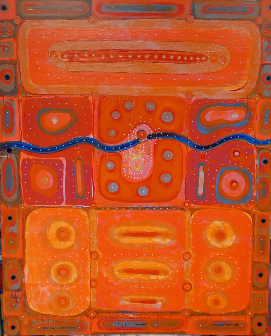 Namaste H71066 (2018) by HB Barry Strasbourg-Thompson. Acrylic on 22k gold leaf & canvas.