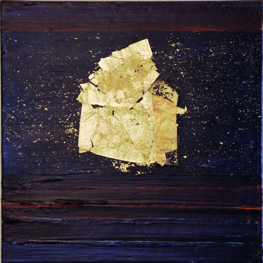 Spirit Door 2 (2017) by HB Barry Strasbourg-Thompson. Acrylic & 22k. Gold Leaf on 8 x 8x 2" Canvas.