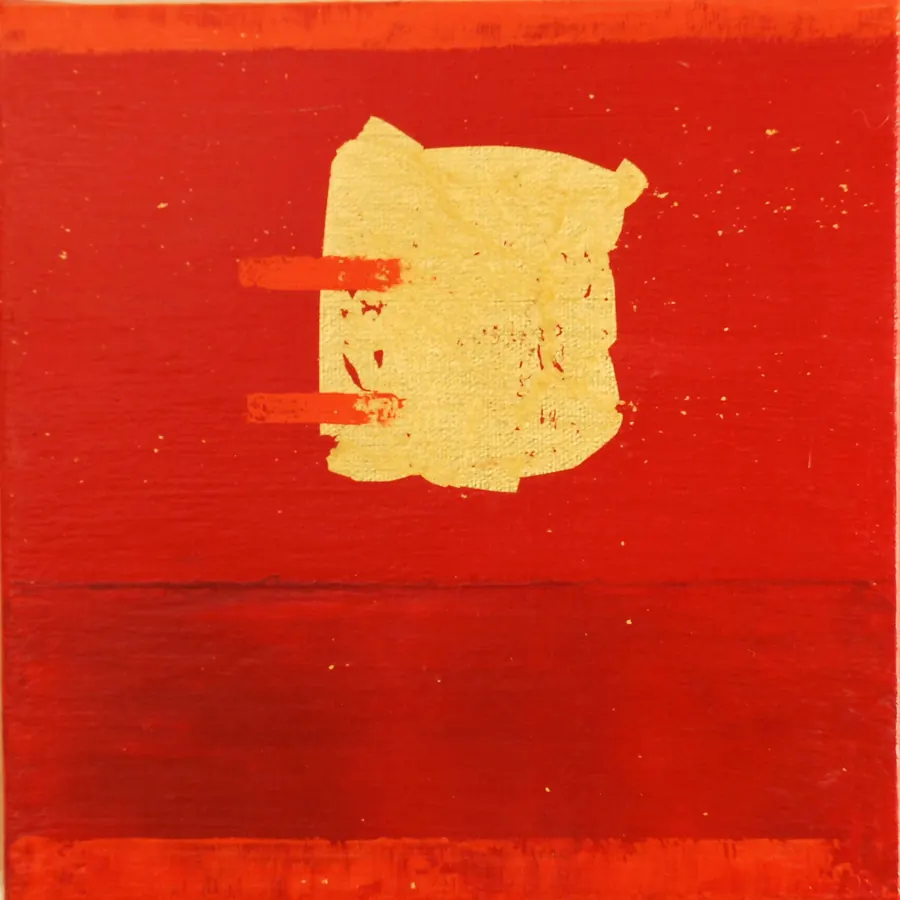 Spirit Door 3 (2017) by HB Barry Strasbourg-Thompson. Acrylic & 22k. Gold Leaf on 8 x 8x 2" Canvas.