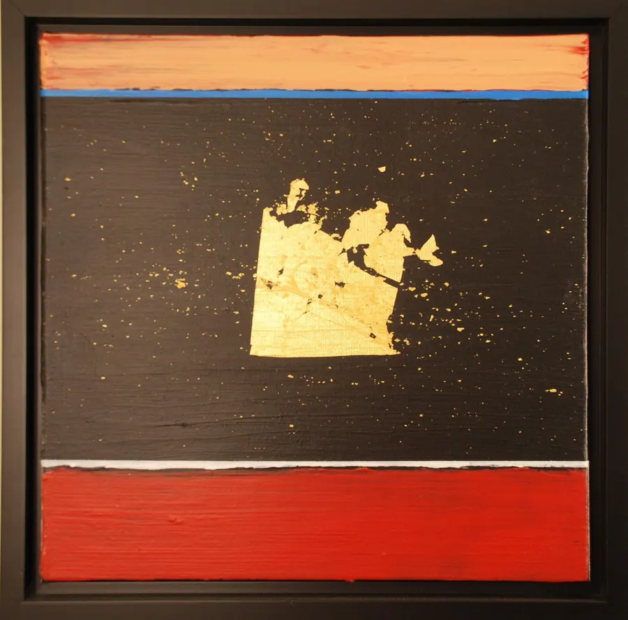 Peaceful Space (2017) by HB Barry Strasbourg-Thompson. Acrylic & 22k. Gold Leaf on Canvas.