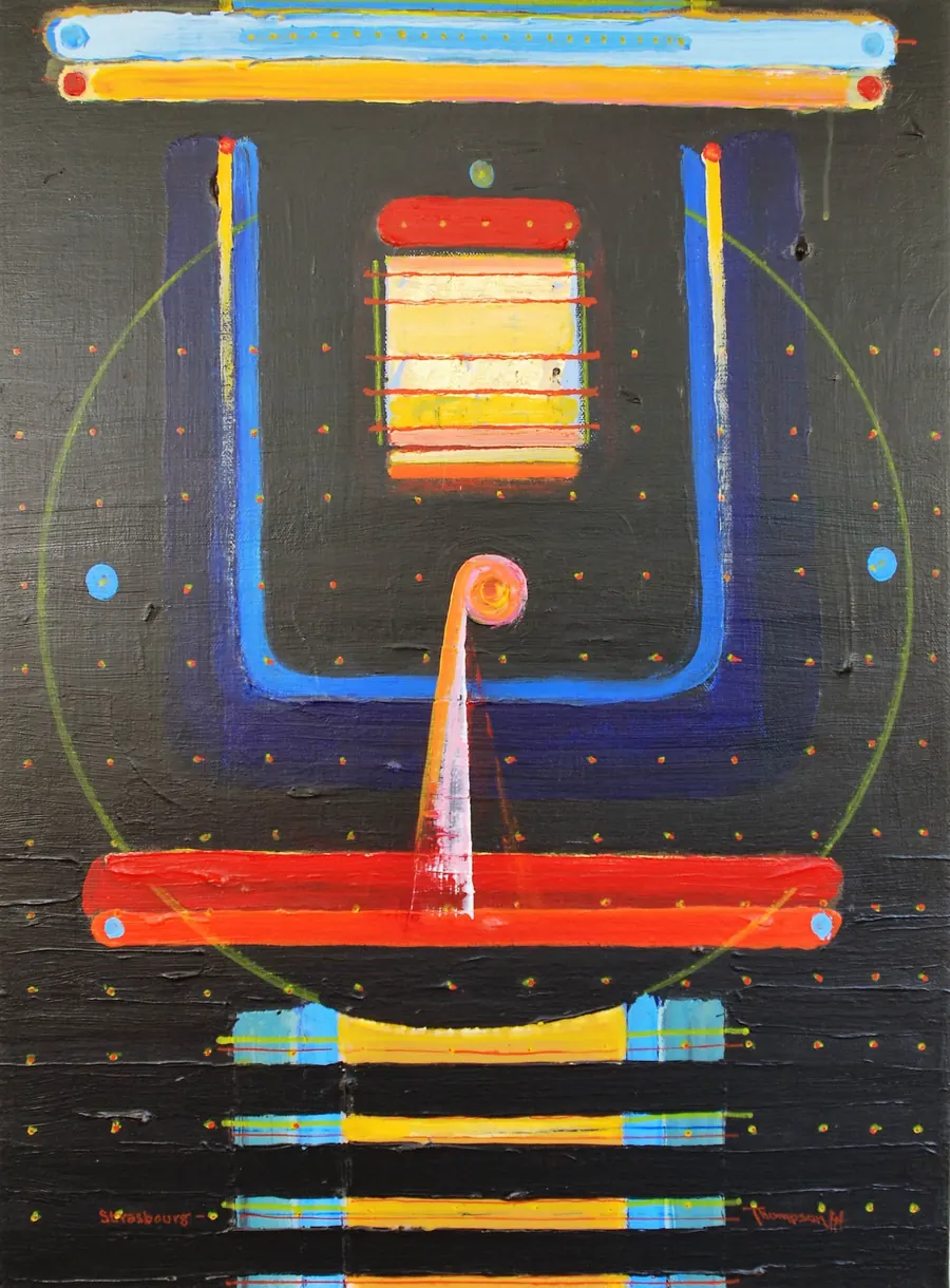 Instrument of Peace - Participation Mystique (2017) by HB Barry Strasbourg-Thompson. Acrylic and 22K. gold leaf on canvas, framed, painted edges.