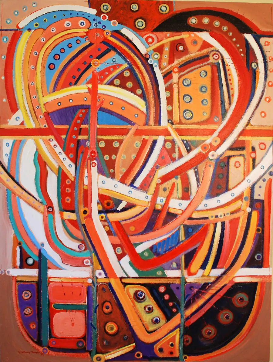 Restored (2017) by HB Barry Strasbourg-Thompson. Acrylic on 48 x 36 x 2 Canvas painted edges.