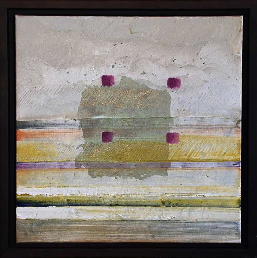 DIVINE SILENCE (ART IS MY REFUGE) H6026102006.1 (2006) by HB Barry Strasbourg-Thompson. Artist's Acrylic, Acrylic Mediums, & German Gold Leaf on 12" x 12" x 2" Canvas.