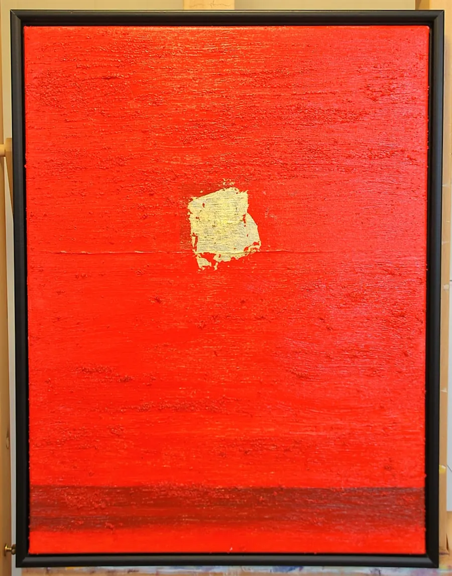 Golden Child (2015) by HB Barry Strasbourg-Thompson. Acrylic and gold leaf on canvas.