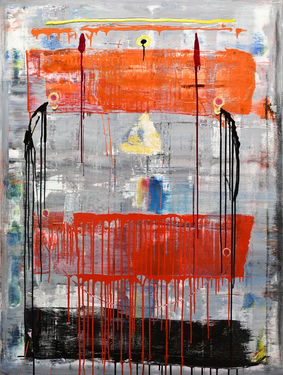 Golden Years (c. 2019) by HB Barry Strasbourg-Thompson. Acrylic & 22k gold leaf on canvas.