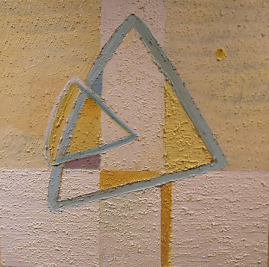 On Mindfulness - Grace (2012) by HB Barry Strasbourg-Thompson. Acrylic, gold leaf and sand on birch panel..
