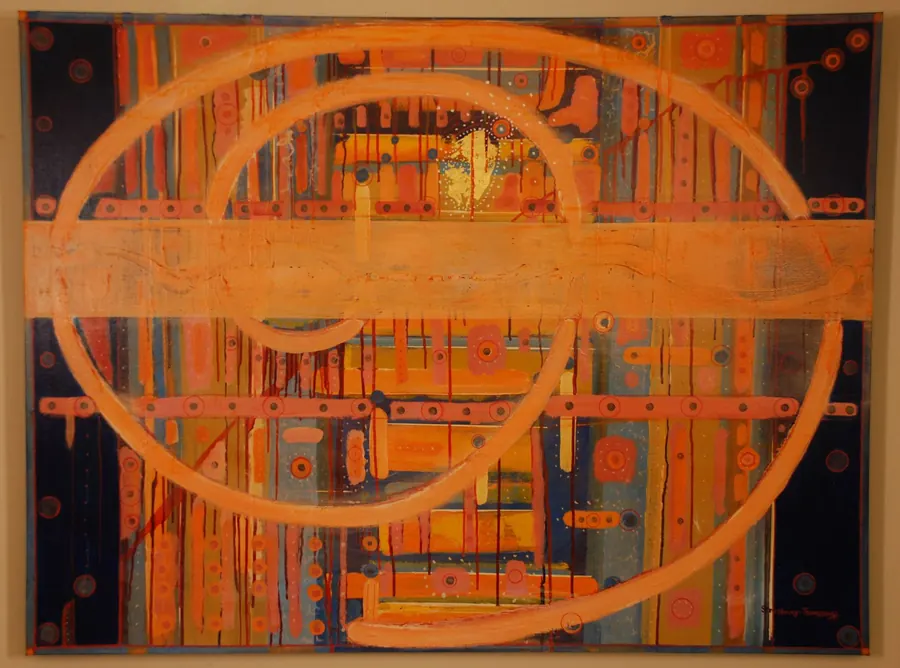 Namaste H.71050 (2018) by HB Barry Strasbourg-Thompson. Acrylic on 22k gold leaf & canvas.
