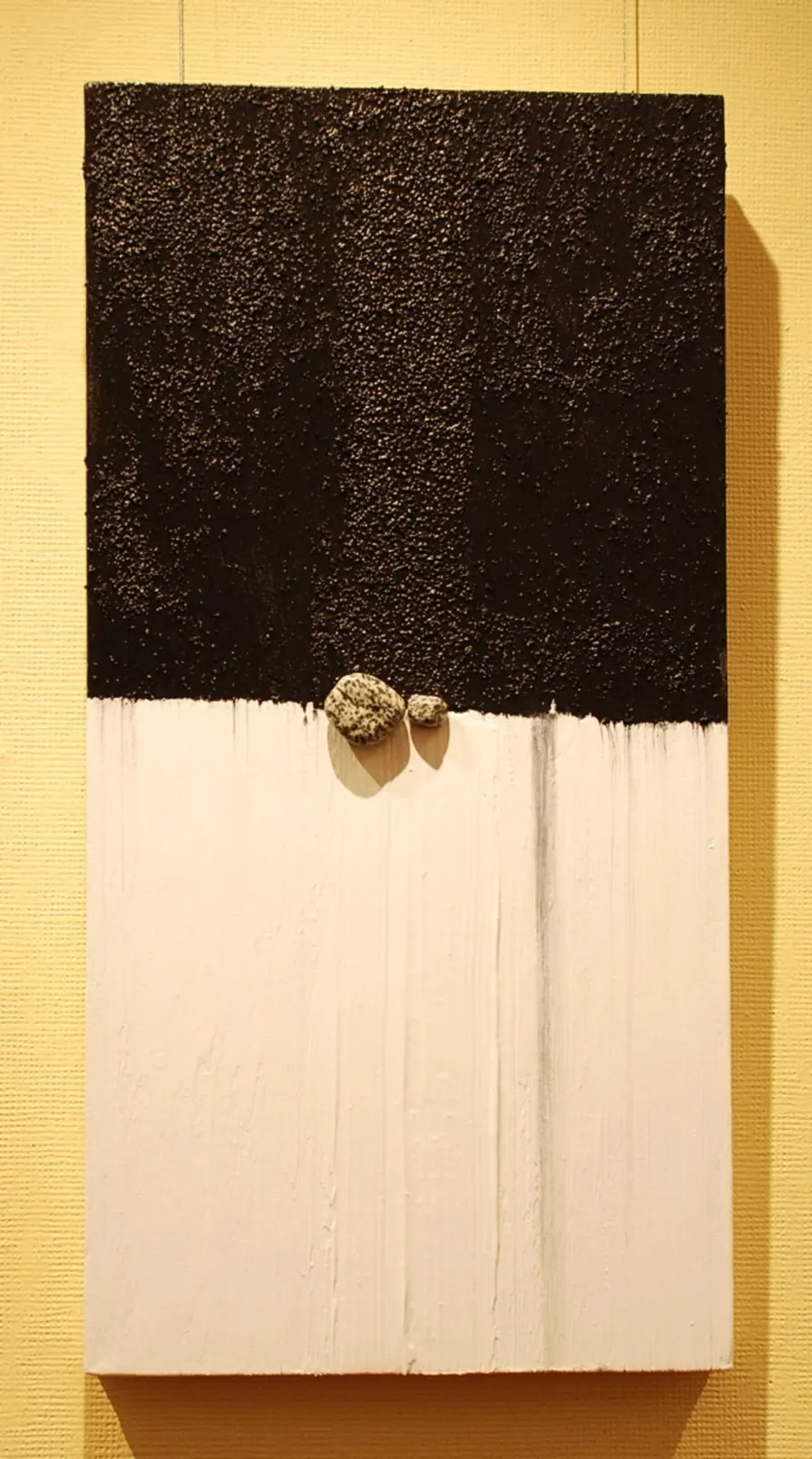 Impermanence by HB Barry Strasbourg-Thompson. Acrylic and stone and beach sand on canvas.