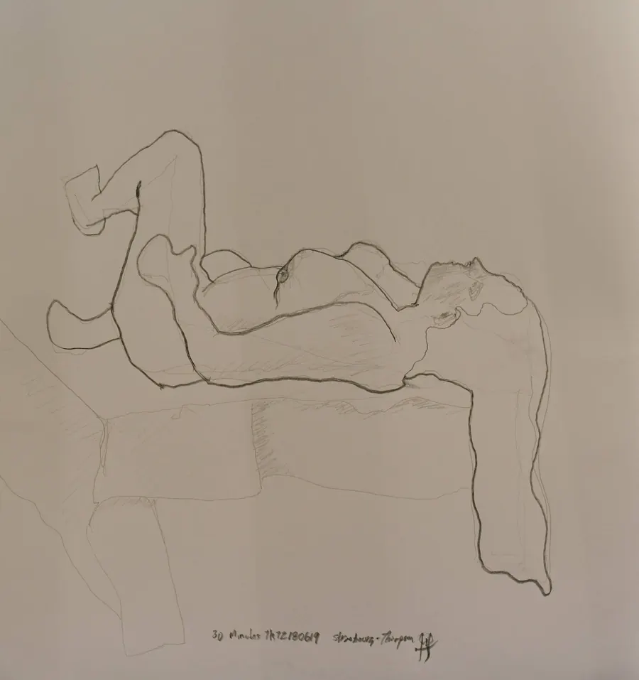 Terra 2 (2019) by HB Barry Strasbourg-Thompson. Graphite on Stonehenge.