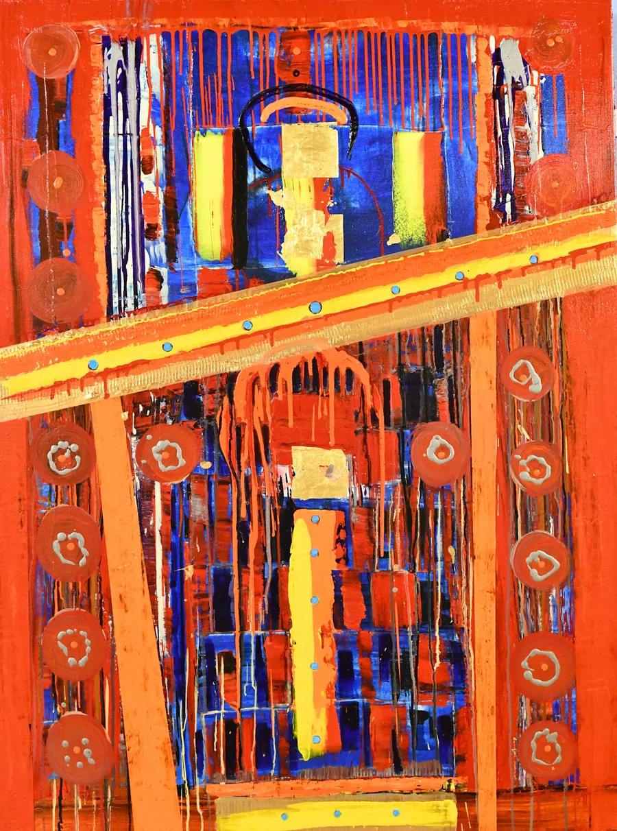 Bless This House h72073019 (c. 2019) by HB Barry Strasbourg-Thompson. 22k gold leaf & acrylic medium & acrylic on canvas.
