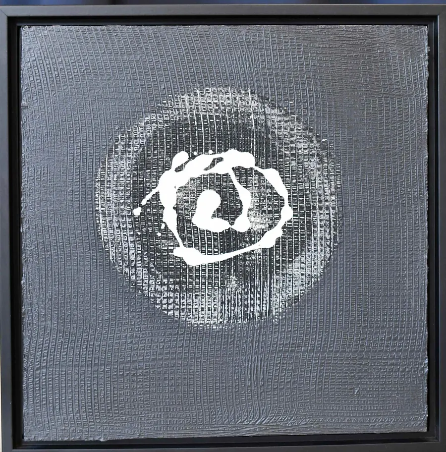 Meditation 2H73160819 (c. 2019) by HB Barry Strasbourg-Thompson. Acrylic and Graphite on wooden panel.