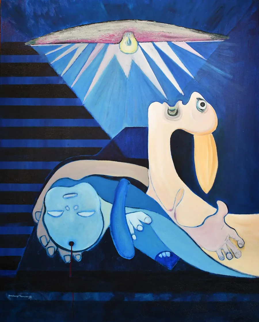 HISTORICAL CIRCLING H7501052022, (after Picasso's Guernica) (2022) by HB Barry Strasbourg-Thompson. Acrylic on 60 x 48 x 2" (152 x 122 x 5 cm) canvascanvas.