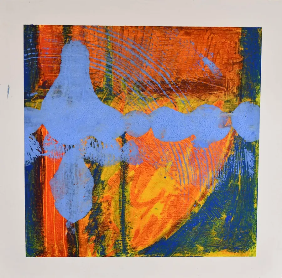 Playtime (c. 2020) by HB Barry Strasbourg-Thompson. Oil & Crayon & cold wax on board.
