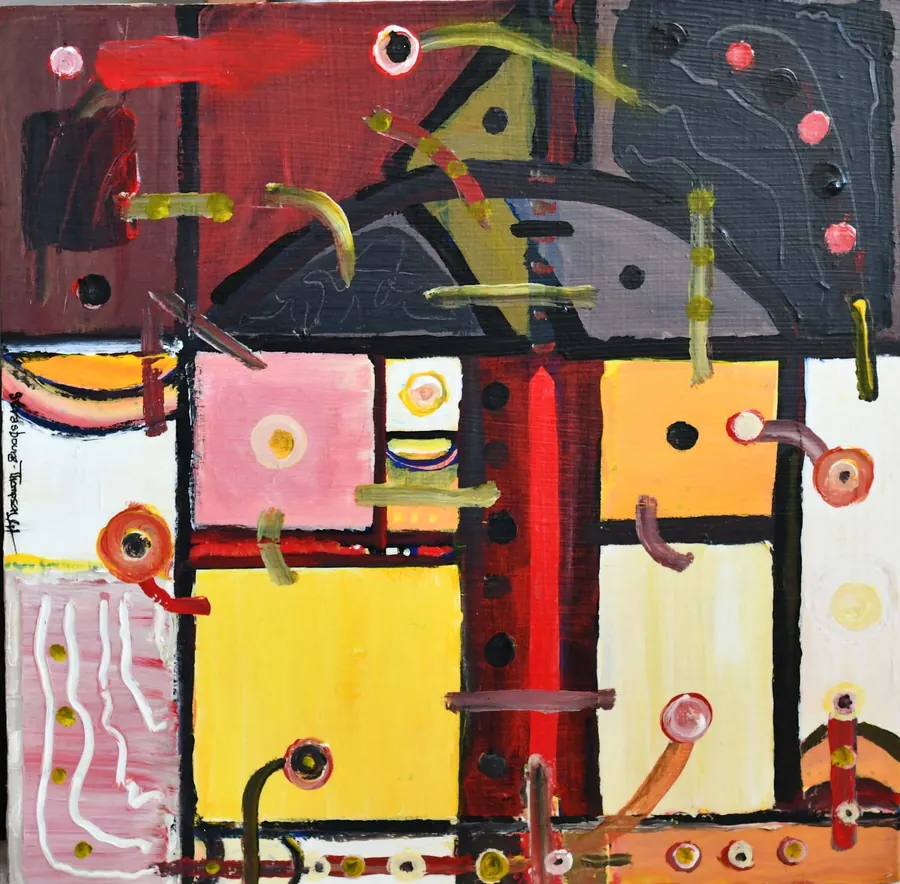 On Self-Isolation #2 H73050420 (SKETCH) (c. 2020) by HB Barry Strasbourg-Thompson. Acrylic on Plywood.