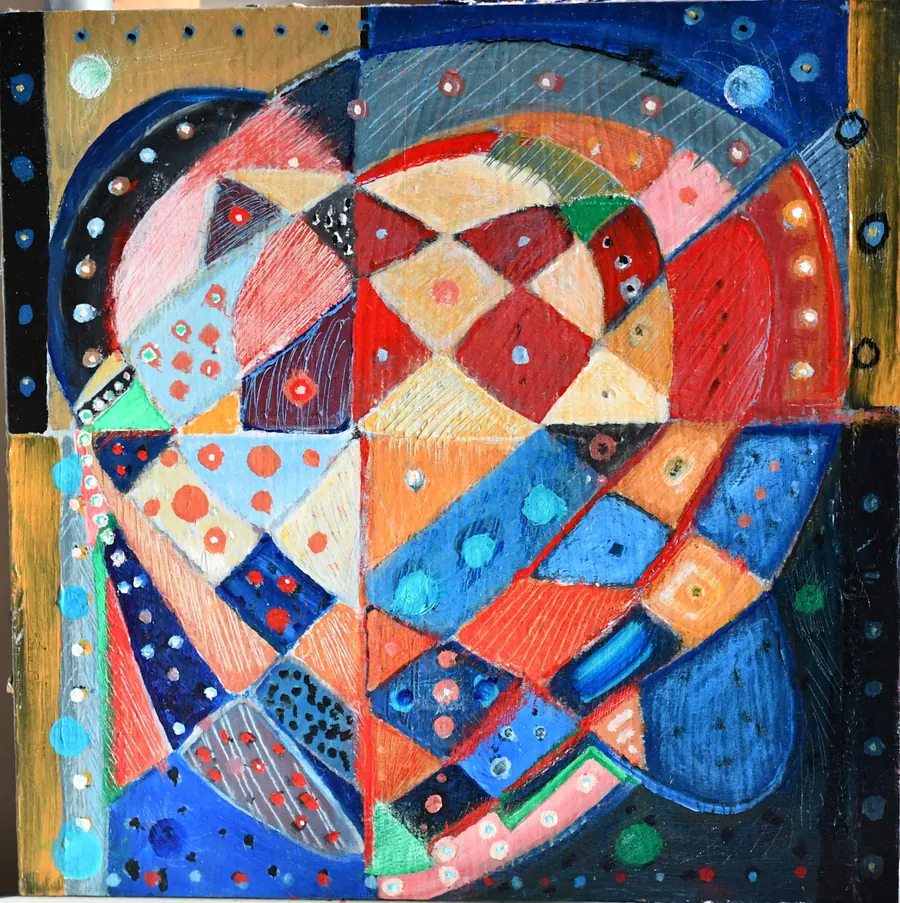 Meditation (On Self-Isolation) #3 H73200420 (c. 2020) by HB Barry Strasbourg-Thompson. Acrylic on wood panel.