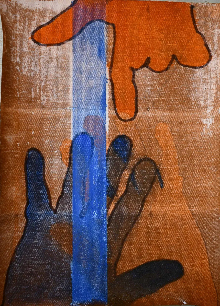 Consciousness Contact- Staying in Touch H7628092022 by HB Barry Strasbourg-Thompson. Acrylic on Frederix Canvas 12" X9".