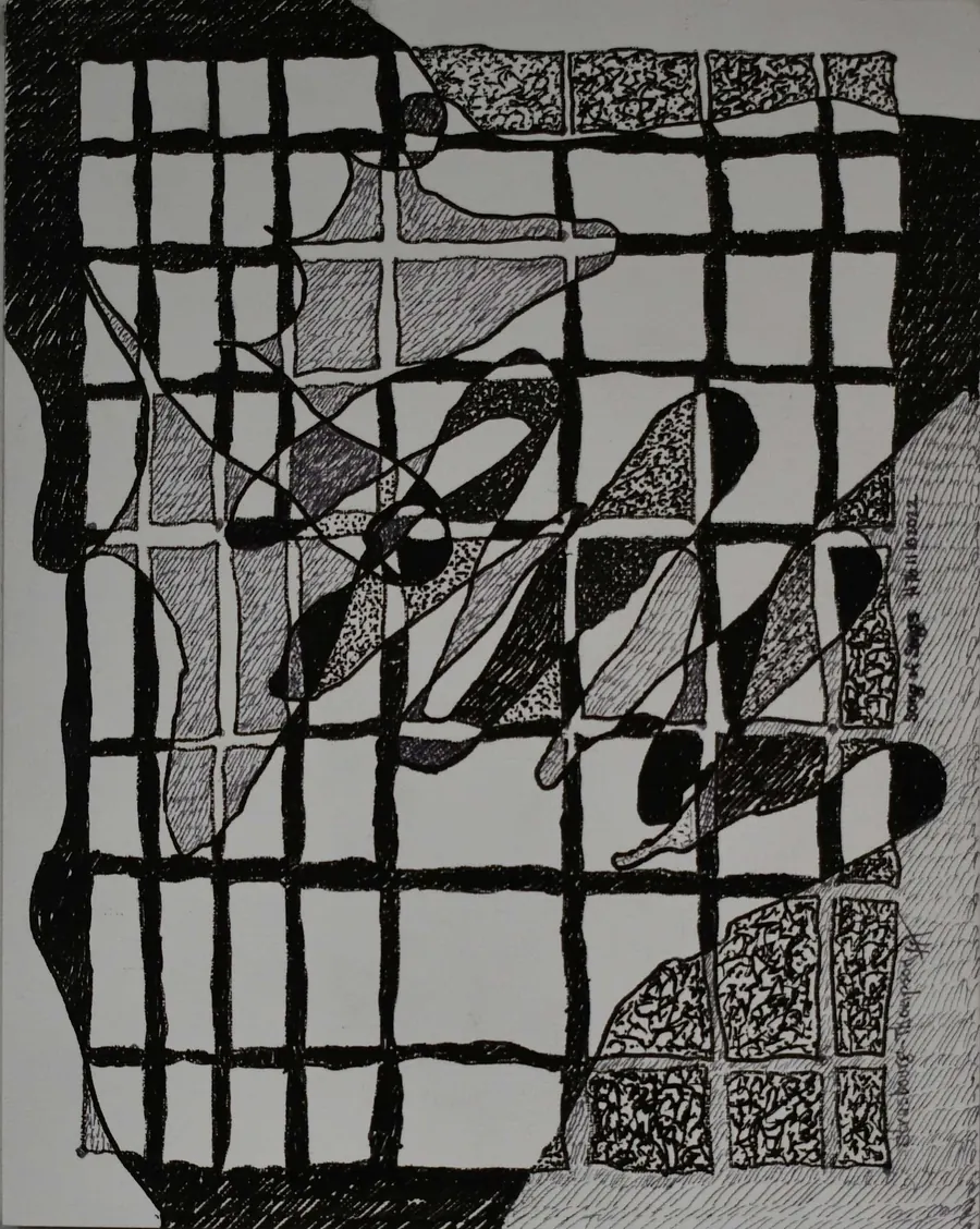 Conscious Contact - Staying in Touch - Song of Songs H7611102022 (2022) by HB Barry Strasbourg-Thompson. Acrylic, W/N Fineliner on Canson Canva Artboard.