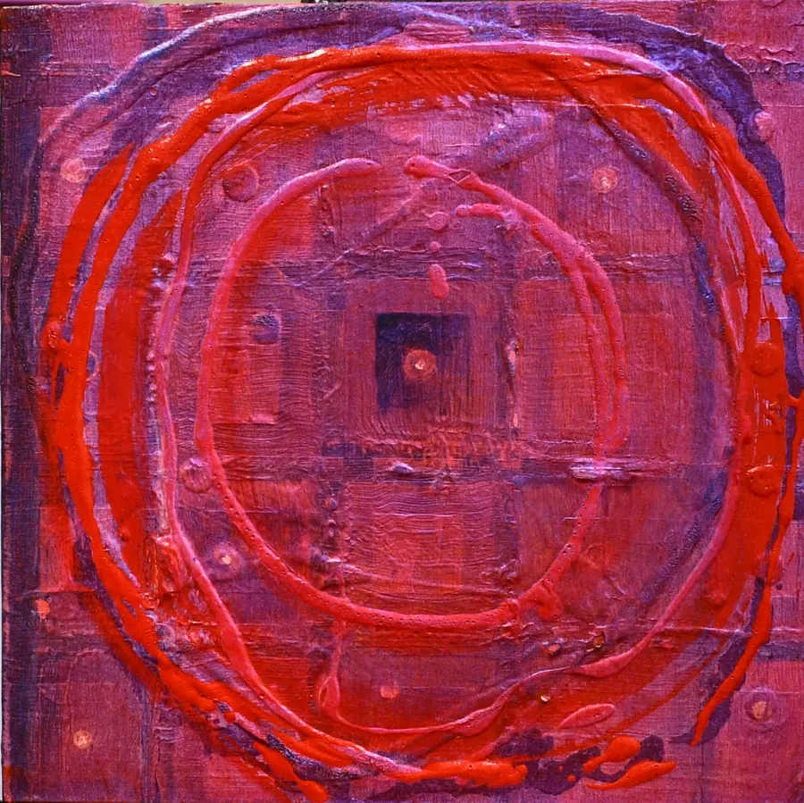 Veil #5 H74111020 (c. 2020) by HB Barry Strasbourg-Thompson. Acrylic and 24K gold Leaf on 12" x 12" x 3/4" board.
