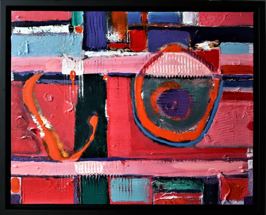 Calm For Roni H7627112022 (2022) by HB Barry Strasbourg-Thompson. Acrylic, W/N Fineliner Black pen, Graphite on 16 x 20 x 2" canvas.