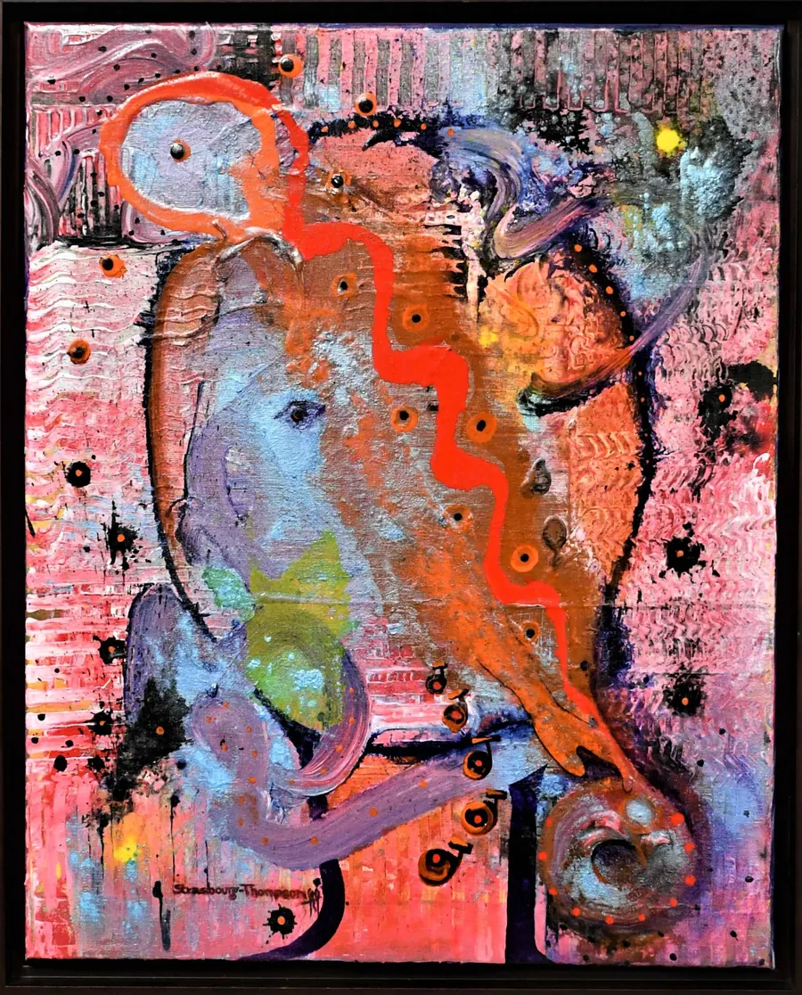 Conscious Contact- Staying in Touch - Music H7614012023 (2022) by HB Barry Strasbourg-Thompson. Acrylic, Powdered pigments, W/N Black Pen.