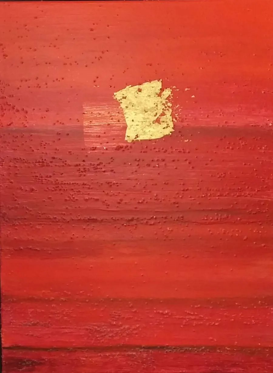 Golden Child 2 (2017) by HB Barry Strasbourg-Thompson. Acrylic & Gold Leaf on Canvas.