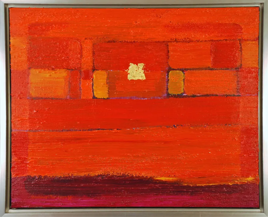 Good Morning (2017) by HB Barry Strasbourg-Thompson. Acrylic & 22k. Gold Leaf on Canvas.