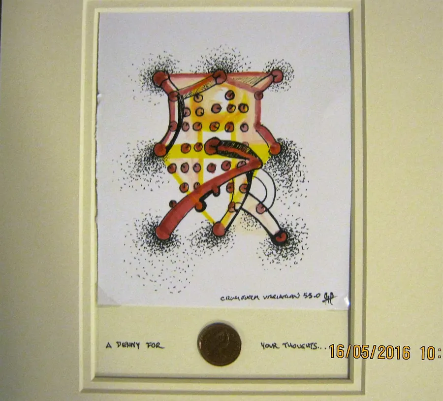Cruciform Variation # 55 "A Penny for Your Thoughts (2016) by HB Barry Strasbourg-Thompson. View 3.