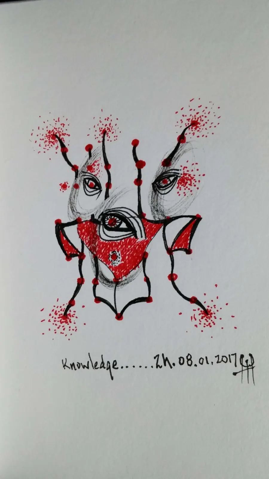 Knowledge (2017) by HB Barry Strasbourg-Thompson. Pigma Ink & Archival Acrylic pen on H/J A/F paper.